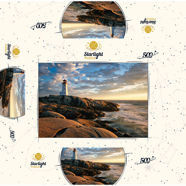 Sunset at Peggys Cove Lighthouse Nova Scotia Canada 500 Jigsaw Puzzle box 3D Modell