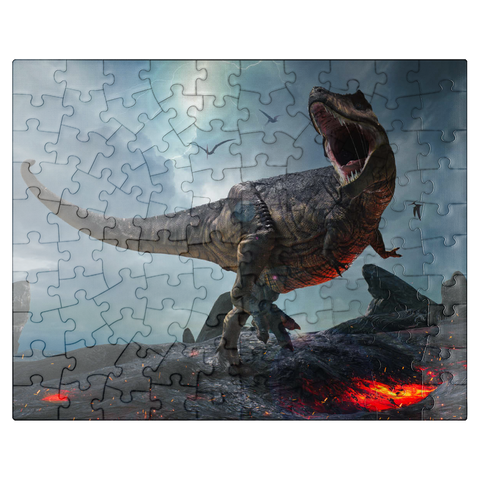 puzzleplate Tyrannosaurus Rex in a harsh prehistoric world 100 Jigsaw Puzzle