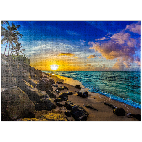 puzzleplate Beautiful Hawaiian sunset on the north coast of Oahu 1000 Jigsaw Puzzle