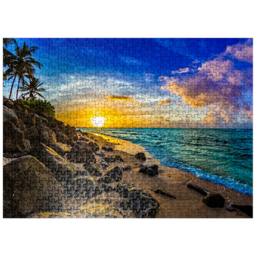 puzzleplate Beautiful Hawaiian sunset on the north coast of Oahu 500 Jigsaw Puzzle