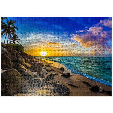 puzzleplate Beautiful Hawaiian sunset on the north coast of Oahu 500 Jigsaw Puzzle