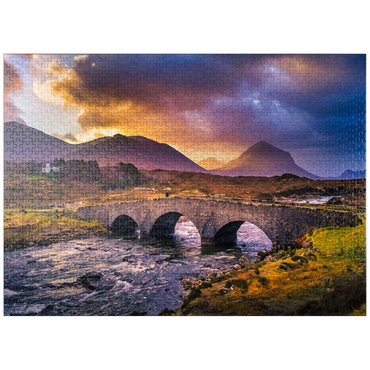 puzzleplate Old vintage brick bridge over the river in Sligachan, Isle of Skye, Scotland 1000 Jigsaw Puzzle