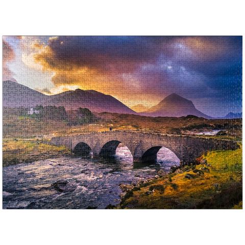 puzzleplate Old vintage brick bridge over the river in Sligachan, Isle of Skye, Scotland 1000 Jigsaw Puzzle