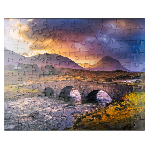 puzzleplate Old vintage brick bridge over the river in Sligachan Isle of Skye Scotland 100 Jigsaw Puzzle