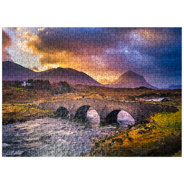 puzzleplate Old vintage brick bridge over the river in Sligachan Isle of Skye Scotland 500 Jigsaw Puzzle