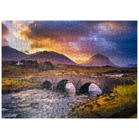 puzzleplate Old vintage brick bridge over the river in Sligachan Isle of Skye Scotland 500 Jigsaw Puzzle