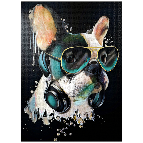 puzzleplate French bulldog with headphones 1000 Jigsaw Puzzle