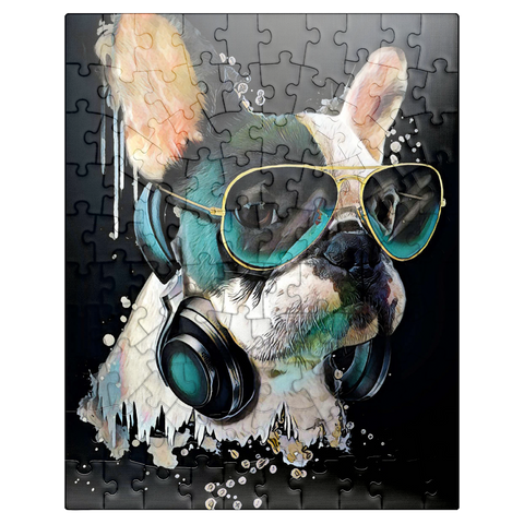 puzzleplate French bulldog with headphones 100 Jigsaw Puzzle