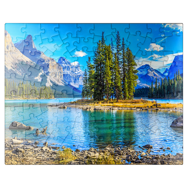 puzzleplate Spirit Island in Maligne Lake - Jasper National Park Canada 100 Jigsaw Puzzle