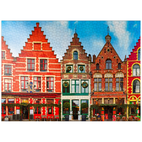 puzzleplate Grote market in the beautiful medieval city of Bruges in the morning, Belgium 1000 Jigsaw Puzzle