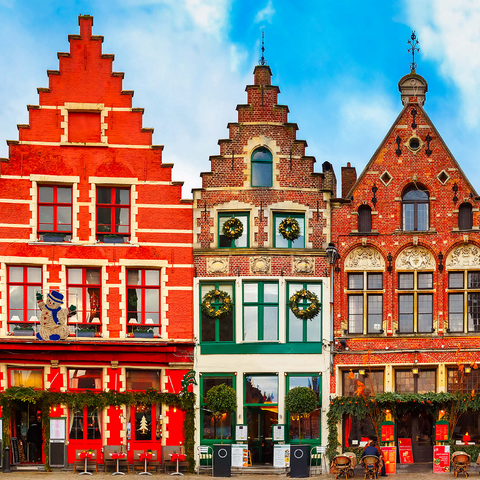 Grote market in the beautiful medieval city of Bruges in the morning, Belgium 1000 Jigsaw Puzzle 3D Modell