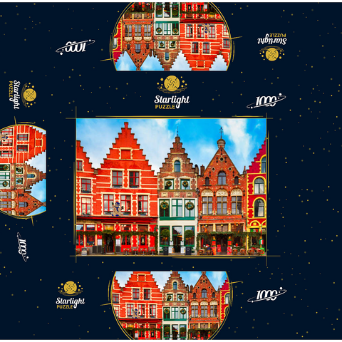 Grote market in the beautiful medieval city of Bruges in the morning, Belgium 1000 Jigsaw Puzzle box 3D Modell