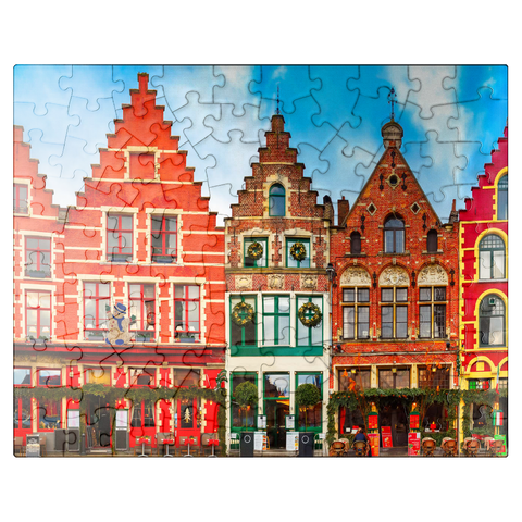 puzzleplate Grote market in the beautiful medieval city of Bruges in the morning Belgium 100 Jigsaw Puzzle
