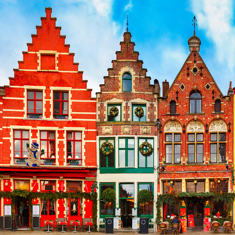 Grote market in the beautiful medieval city of Bruges in the morning Belgium 100 Jigsaw Puzzle 3D Modell