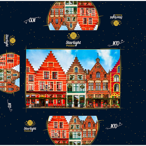 Grote market in the beautiful medieval city of Bruges in the morning Belgium 100 Jigsaw Puzzle box 3D Modell