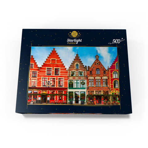 Grote market in the beautiful medieval city of Bruges in the morning Belgium 500 Jigsaw Puzzle box view1