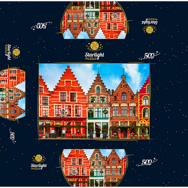 Grote market in the beautiful medieval city of Bruges in the morning Belgium 500 Jigsaw Puzzle box 3D Modell