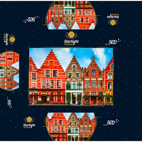 Grote market in the beautiful medieval city of Bruges in the morning Belgium 500 Jigsaw Puzzle box 3D Modell