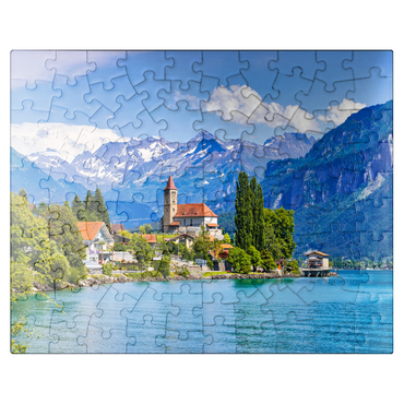puzzleplate Town of Brienz on Lake Brienz near Interlaken, Switzerland 100 Jigsaw Puzzle