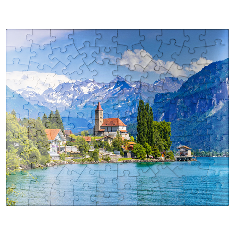 puzzleplate Town of Brienz on Lake Brienz near Interlaken, Switzerland 100 Jigsaw Puzzle