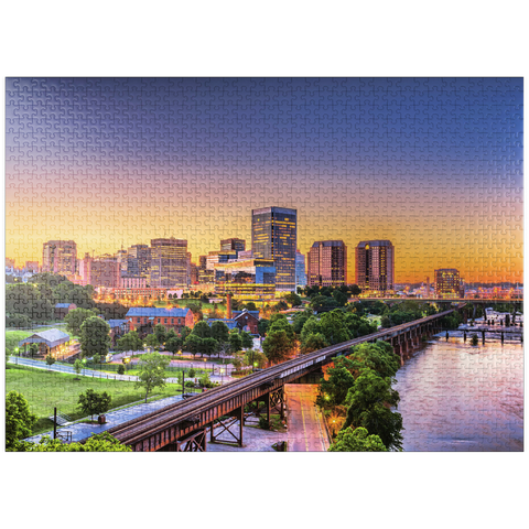 puzzleplate Richmond, Virginia, USA, downtown skyline by the river at dusk 1000 Jigsaw Puzzle