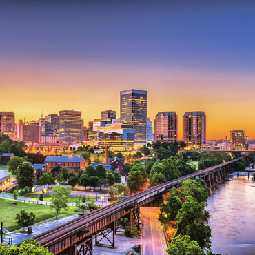 Richmond, Virginia, USA, downtown skyline by the river at dusk 100 Jigsaw Puzzle 3D Modell