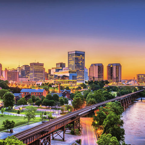 Richmond, Virginia, USA, downtown skyline by the river at dusk 500 Jigsaw Puzzle 3D Modell