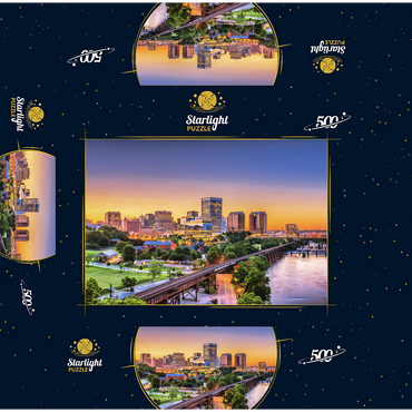 Richmond, Virginia, USA, downtown skyline by the river at dusk 500 Jigsaw Puzzle box 3D Modell