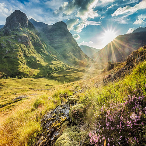 Valley view below the mountains of Glencoe, Lochaber, Highlands, Scotland 100 Jigsaw Puzzle 3D Modell