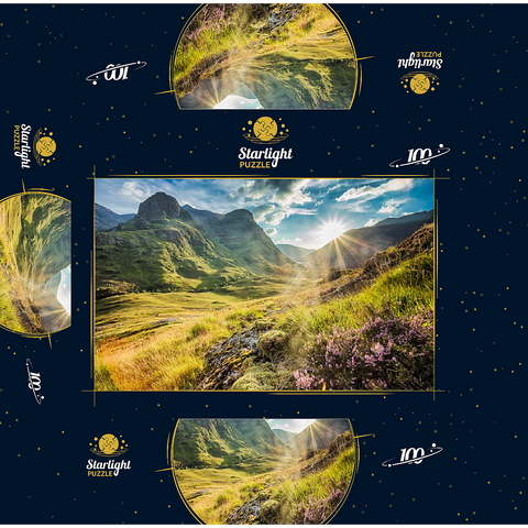Valley view below the mountains of Glencoe, Lochaber, Highlands, Scotland 100 Jigsaw Puzzle box 3D Modell