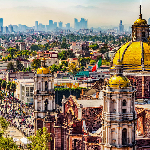 Domes of the old basilica and cityscape of Mexico City 1000 Jigsaw Puzzle 3D Modell