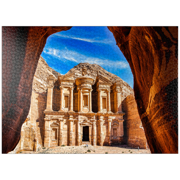 puzzleplate Breathtaking view from a cave of Ad Deir Monastery in the ancient city of Petra, Jordan. 1000 Jigsaw Puzzle