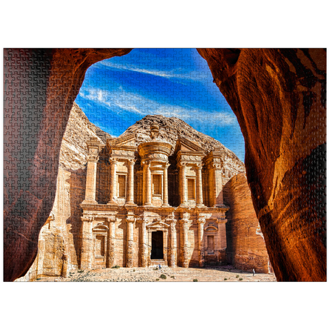 puzzleplate Breathtaking view from a cave of Ad Deir Monastery in the ancient city of Petra, Jordan. 1000 Jigsaw Puzzle