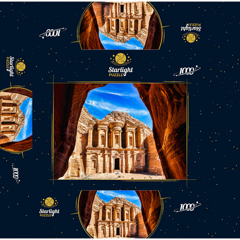 Breathtaking view from a cave of Ad Deir Monastery in the ancient city of Petra, Jordan. 1000 Jigsaw Puzzle box 3D Modell