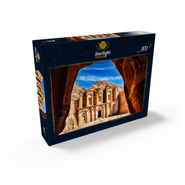 Breathtaking view from a cave of Ad Deir Monastery in the ancient city of Petra, Jordan. 100 Jigsaw Puzzle box view1
