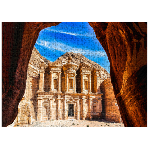 puzzleplate Breathtaking view from a cave of Ad Deir Monastery in the ancient city of Petra, Jordan. 500 Jigsaw Puzzle