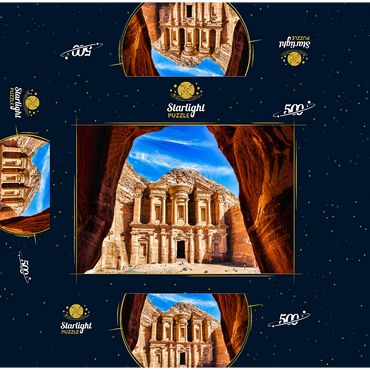 Breathtaking view from a cave of Ad Deir Monastery in the ancient city of Petra, Jordan. 500 Jigsaw Puzzle box 3D Modell