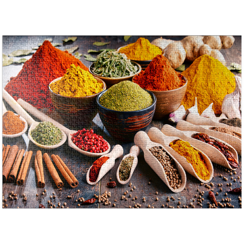 puzzleplate A variety of spices and herbs on the kitchen table 1000 Jigsaw Puzzle