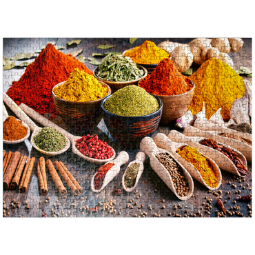 puzzleplate A variety of spices and herbs on the kitchen table 500 Jigsaw Puzzle