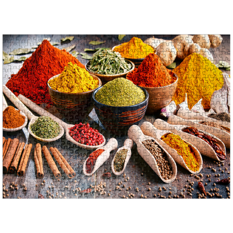 puzzleplate A variety of spices and herbs on the kitchen table 500 Jigsaw Puzzle
