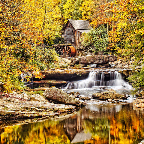 The Glade Creek Grist Mill in Babcock State Park in southern West Virginia. 1000 Jigsaw Puzzle 3D Modell