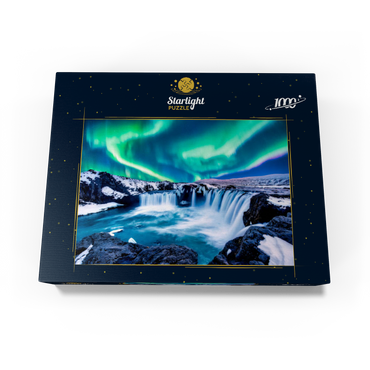 Northern lights over Godafoss waterfall in Iceland 1000 Jigsaw Puzzle box view1