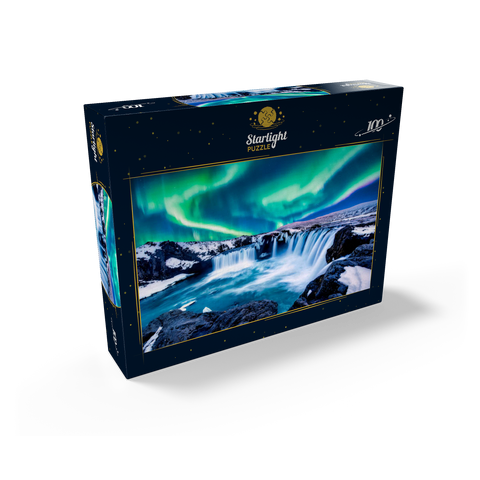 Northern lights over Godafoss waterfall in Iceland 100 Jigsaw Puzzle box view1