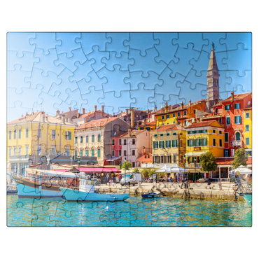 puzzleplate Colorful Rovinj in Istria with boats in harbor, Croatia 100 Jigsaw Puzzle