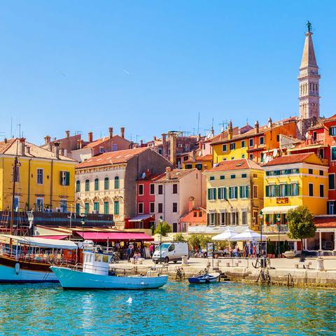 Colorful Rovinj in Istria with boats in harbor, Croatia 100 Jigsaw Puzzle 3D Modell