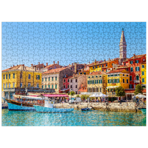 puzzleplate Colorful Rovinj in Istria with boats in harbor, Croatia 500 Jigsaw Puzzle