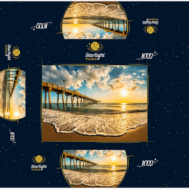 Late afternoon sun over Gulf of Mexico, Venice Fishing Pier, Florida 1000 Jigsaw Puzzle box 3D Modell