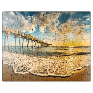 puzzleplate Late afternoon sun over Gulf of Mexico, Venice Fishing Pier, Florida 100 Jigsaw Puzzle