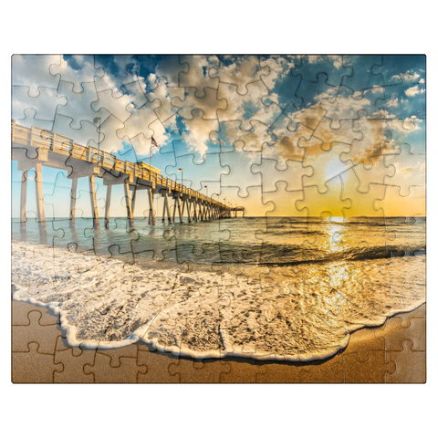 puzzleplate Late afternoon sun over Gulf of Mexico, Venice Fishing Pier, Florida 100 Jigsaw Puzzle