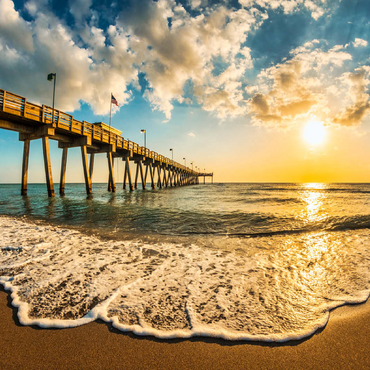Late afternoon sun over Gulf of Mexico, Venice Fishing Pier, Florida 100 Jigsaw Puzzle 3D Modell